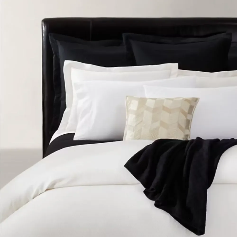 NWT Ralph Lauren Full / Queen Duvet Hayden Cream White Art Deco Cotton Sateen